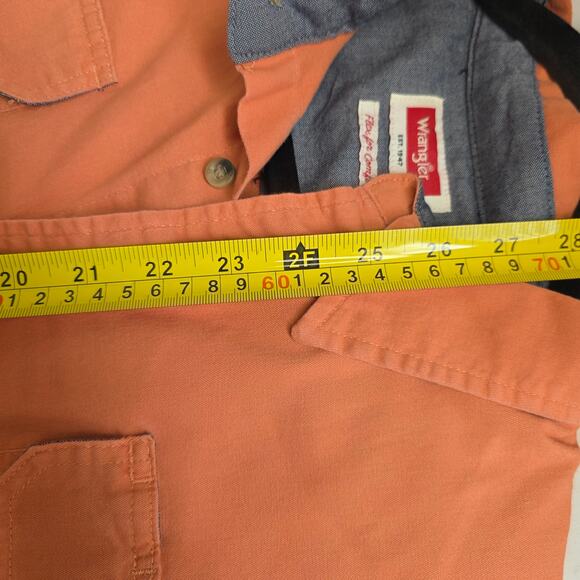 Wrangler, Salmon Button-Up Short Sleeve Shirt, Mens, Large - Picture 5 of 6